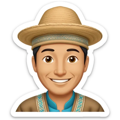 Traditional Uzbek man wearing doppi hat sticker