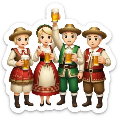 Cinematic Realistic Oktoberfest Pop Culture Emoji, depicting a vibrant celebration with beer, music, and traditional costumes rendered with dynamic textures and festive lighting. sticker