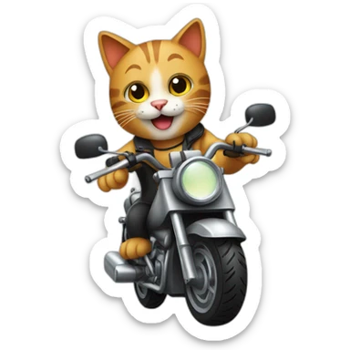 Cat on motorbike sticker