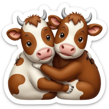cows hugging each other sticker