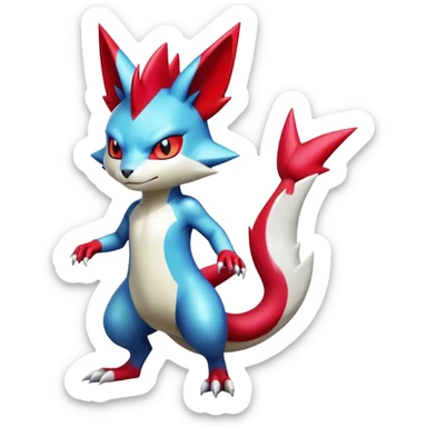 Cool Shiny Colorful Digimon-Sneasel-Zangoose-hybrid full body sticker
