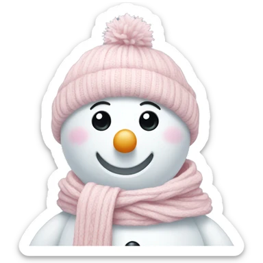 Snowman with light pink scarf  sticker