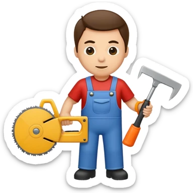 man with a saw sticker