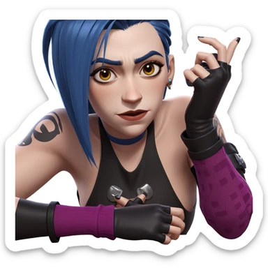 jinx in fingerless gloves sticker