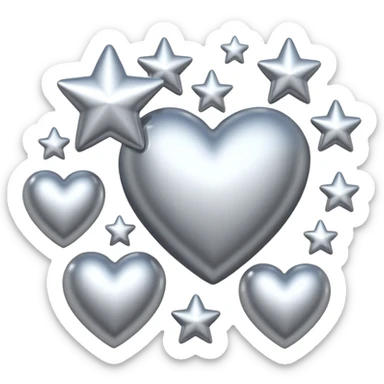 Silver hearts and stars sticker
