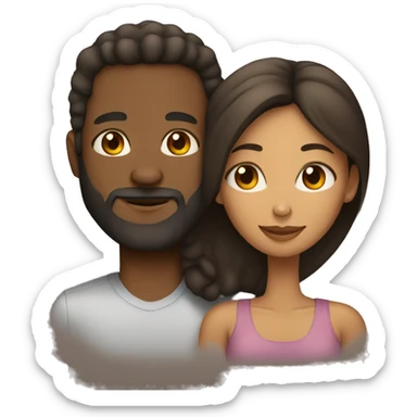Couple black man with beard and mixed race woman sticker