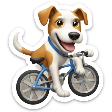 Dog riding a bike sticker