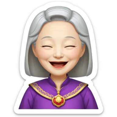 old Chinese superwoman laughing with closed eyes sticker