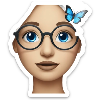 Gorgeous pastel lady with flowers and butterflies with blue eyes and glasses  sticker