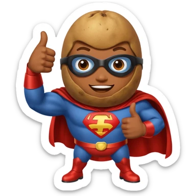 a superhero potato doing thumbs up sticker