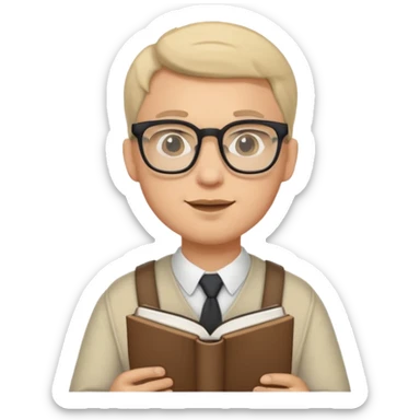 Nerd man wearing glasses with the book and computer sticker