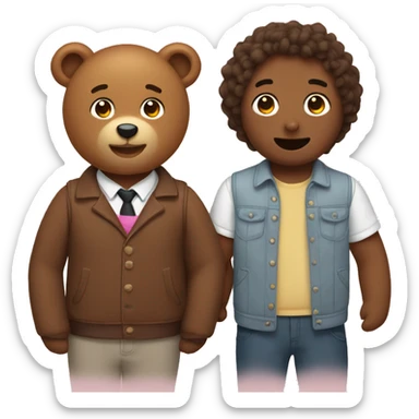 Gay couple with a brown teddie bear sticker