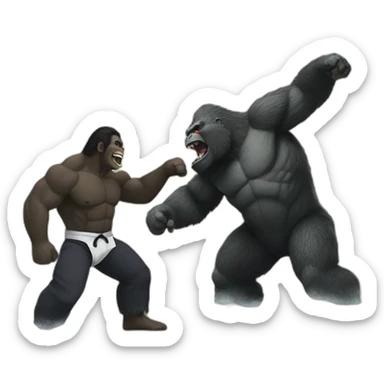 King Kong rolling Jiujitsu with Godzilla sticker