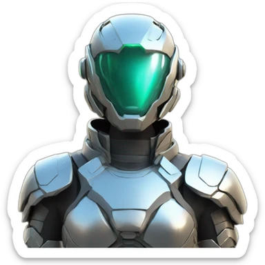 futuristic armored Omega Energy breastplate sticker