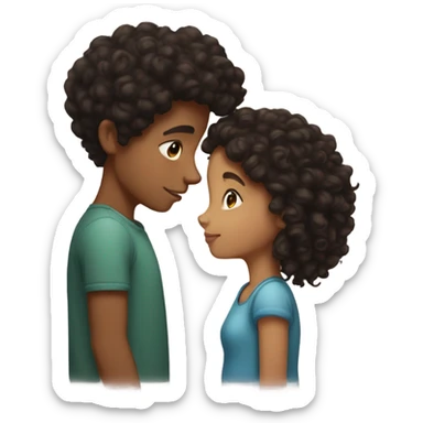 Lightskin boy with curly black hair kissing a curly brown hair white girl  sticker