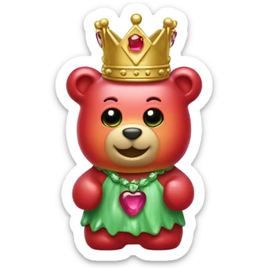 Gummy bear wearing a crown sticker