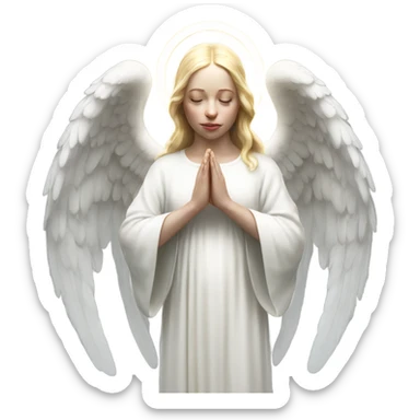 Hyper Realistic pale praying angel full body with halo sticker