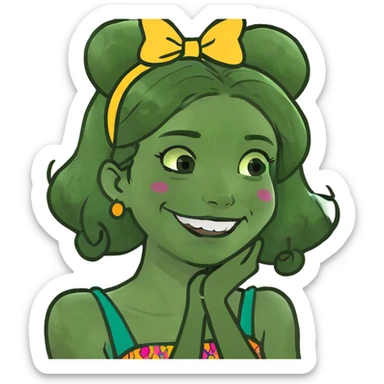 arms crossed holding neck laughing girl sticker