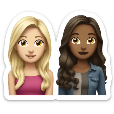 Brunette blonde besties sticker