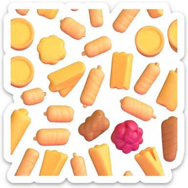 row of 3d food snacks sticker