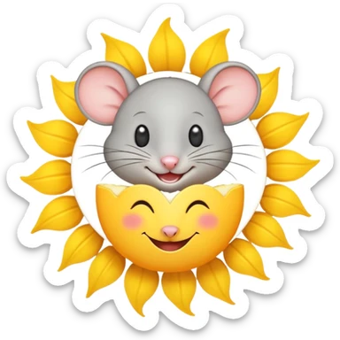 A gray mouse inside of a sun ☀️ 🐭 sticker