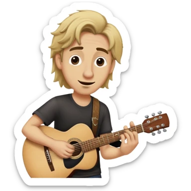 A guy with a big nose and dirty blonde hair playing a guitar  sticker