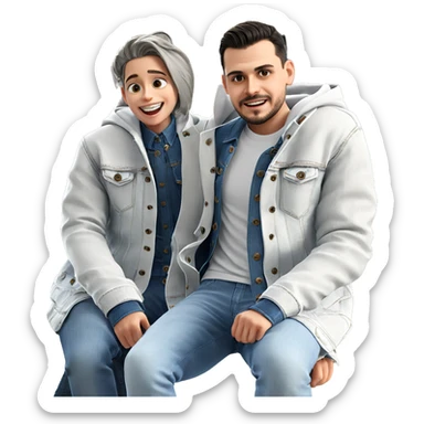 smiling boy in denim jacket sticker