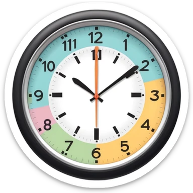 analog clock face with minute hand on 3, representing 15 minutes, cheerful colors, no numbers, no text sticker
