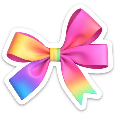 pink bow with iridescent rainbow highlights sticker