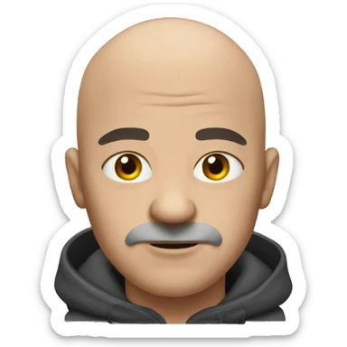 Bald person with a imponent chin sticker