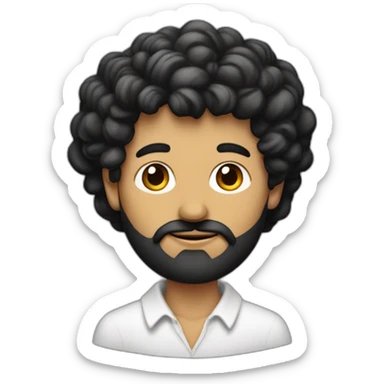 Hombre de tes morena con barba, anteojos de pasta negros y pelo largo sticker