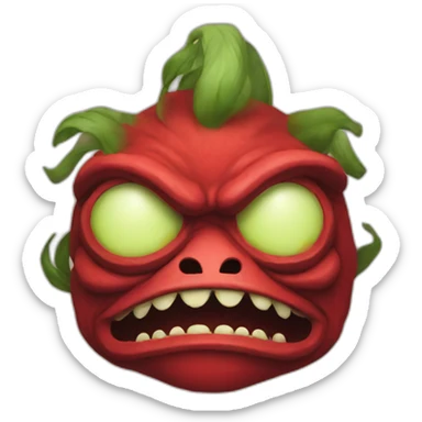 pepe wearing a oni mask with red smoke coming from eyes and mouth sticker