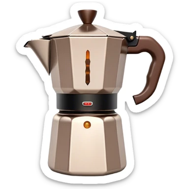 Cinematic Realistic Moka Pot Pop Culture Emoji, featuring an iconic Italian coffee maker rendered with classic charm and warm, inviting lighting. sticker
