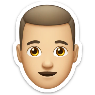 young guy with Buzz cut, moustache, wi sticker