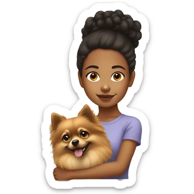 Mixed race girl with Pomeranian sticker