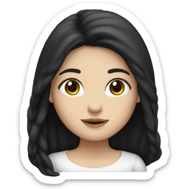 white girl with long black hair sticker