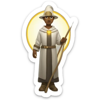 pilgrim with a staff and a halo of light sticker