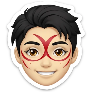 A black hair teen supporter with bold full-face paint, smiling with fierce team spirit. sticker