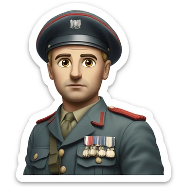 photorealistic serious french soldier 1960s sticker