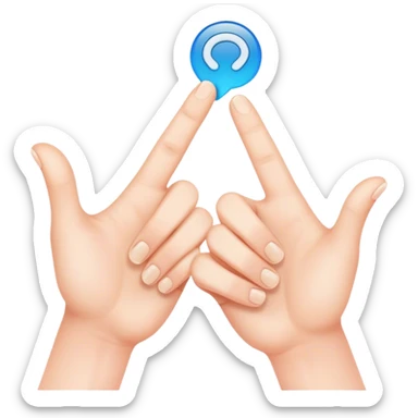 two hands with index fingertips touching, thumbs straight sticker