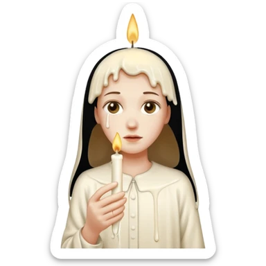 Thin and long Leaning Candle dripping wax as if someone is holding it sticker