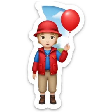 Child + balloon, Park Visitor, with park background, cicrle style frame. sticker