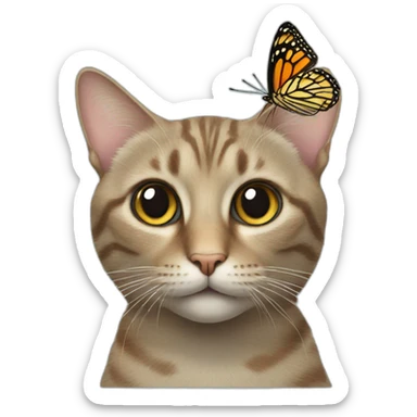 Cat who want to catch a butterfly  sticker