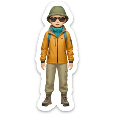 남미 여행에 가는 한국인의 전신을 그려줘! 바로 하이킹 갈 수 있을 정도로 잘 입은!

상체

🧥 방풍·방수 재킷 (고지대·우유니 필수)

👕 얇은 레이어드 2~3벌 (일교차 대비)

하체

👖 편한 바지(청바지 X, 스트레치 추천)

신발

👟 접지력 좋은 운동화 (마추픽추 필수)

🥾 우유니: 방수 신발 or 장화

악세사리

🧣 넥워머·모자 (아침/저녁 체감 -5~10도)

🕶️ 선글라스 (우유니·사막지역 눈부심 강함)
 sticker