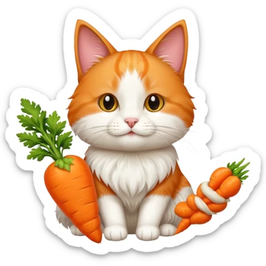a carrot which is hold a cat sticker
