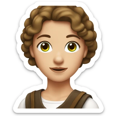 shepherdess with brown hair and green eyes sticker