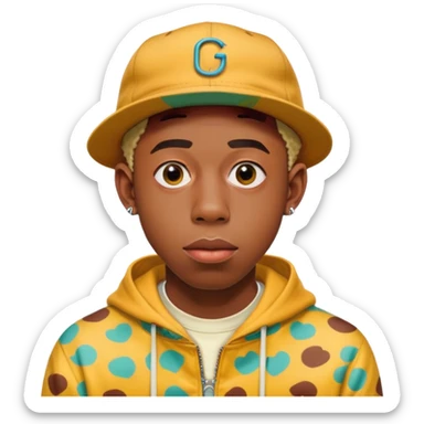 Tyler the Creator rapper with his distinctive style and colorful outfits sticker