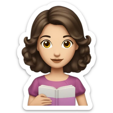 Brunette princess with book sticker