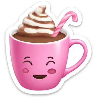 Hot chocolate in a pink mug with a bow on the mug sticker