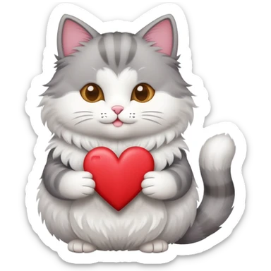 cat with a heart-shaped card that says 'Nan' sticker